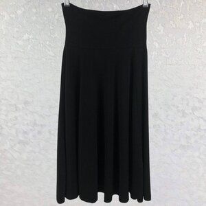 Baby O Classic Black Stretch Long Midi Knit Skirt w/Fold Over Waist Girls Size M